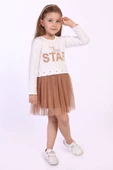 Toontoy Kız Çocuk Star Baskılı Tüllü Elbise - 11