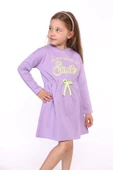 Toontoy Kız Çocuk Taş İşlemeli Smile Yazı Baskılı Elbise thumbnail 5