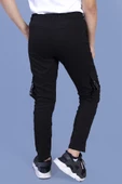Erkek Çocuk Siyah Beli Lastikli ve Bağcıklı Jogger Pantolon - Kargo Cepli thumbnail 3