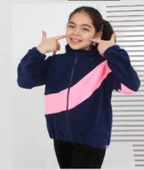 Toontoy Kız Çocuk Blok Renkli Polar Hırka - 2