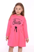 Toontoy Kız Çocuk Taş İşlemeli Smile Yazı Baskılı Elbise thumbnail 1