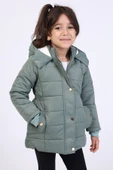 Toontoy Kız Çocuk Su İtici Kapüşonlu Fermuar ve Çıtçıt Kapamalı Cepli Mont - İçi Suni Kürklü - 4