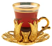 Hanedan 6 Kişilik 18 Parça Altın Renkli Çay Bardağı Sunum Seti - 3