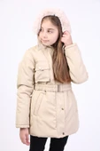 Toontoy Kız Çocuk Kapüşonlu İçi Kürklü Mont - 1