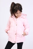 Toontoy Kız Çocuk Su İtici Kapüşonlu Fermuar ve Çıtçıt Kapamalı Cepli Mont - İçi Suni Kürklü - 6