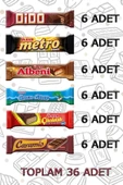 Ülker Set 36 Adet 6x Çikolatalı Gofret 6x Caramio 6x Cocostar 6x Dido 6x Metro 6x Albeni - 2