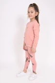 Toontoy Kız Çocuk Kanguru Cepli Nakışlı Taytlı Takım - 2
