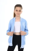 Toontoy Kız Çocuk Kolej Yaka Fermuarlı Düşük Omuz Baskılı Örme Hırka - 2 İplik - 6