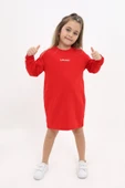 Toontoy Kız Çocuk Bisiklet Yaka Baskılı Elbise - 1