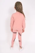 Toontoy Kız Çocuk Kanguru Cepli Nakışlı Taytlı Takım - 4