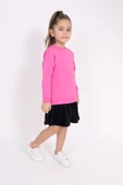 Toontoy Kız Çocuk Göğsü Yazı Baskılı Elbise - 11