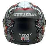 Sway 765 Çenesiz Aynalı Güneş Vizörlü Açık Motosiklet Kaskı S Beden Wanted Siyah Kırmızı - 10