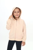Toontoy Kız Çocuk Kapüşonlu Fermuarlı Cepli Düşük Omuz Örme Hırka - 2 İplik - 6
