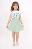 Toontoy Kız Çocuk Kol Fırfır Kalp Baskılı Etekli Takım thumbnail 9