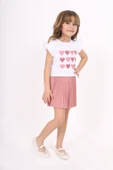Toontoy Kız Çocuk Kol Fırfır Kalp Baskılı Etekli Takım thumbnail 8