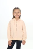 Toontoy Kız Çocuk Kapüşonlu Fermuarlı Cepli Düşük Omuz Örme Hırka - 2 İplik - 5