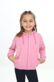 Toontoy Kız Çocuk Kapüşonlu Fermuarlı Cepli Düşük Omuz Örme Hırka - 2 İplik - 1