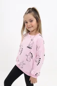 Kız Çocuk Relax Fit Bisiklet Yaka Düşük Omuz Baskılı Sweatshirt - 2 İplik thumbnail 3