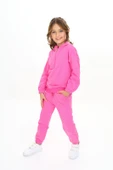 Kız Çocuk 2'li Takım Kapüşonlu Fermuarlı Sweatshirt & Beli Paçası Lastikli Jogger Eşofman Altı - 2 İplik thumbnail 11