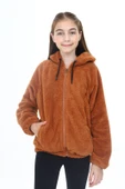 Toontoy Kız Çocuk Kapüşonlu Fermuarlı Cepli Reglan Kol Peluş Hırka - 3