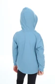 Toontoy Kız Çocuk Kapüşonlu Fermuarlı Cepli Düşük Omuz Nakış Baskılı Örme Hırka - 2 İplik - 9