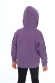 Toontoy Kız Çocuk Kapüşonlu Fermuarlı Cepli Düşük Omuz Nakış Baskılı Örme Hırka - 2 İplik - 4
