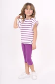 Toontoy Kız Çocuk Çizgi Baskılı Kaprili Takım - 10