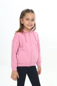 Toontoy Kız Çocuk Kapüşonlu Fermuarlı Cepli Düşük Omuz Örme Hırka - 2 İplik - 3