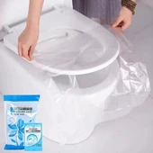10 Adet Biyobozulur Klozet Kapağı Poşeti Seyahat Tipi Taşınabilir Klozet Kılıfı thumbnail 5