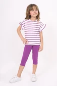 Toontoy Kız Çocuk Çizgi Baskılı Kaprili Takım - 9