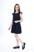 Toontoy Kız Çocuk Düğmeli Metal Arma Detaylı Okul Elbise - 7