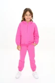 Kız Çocuk 2'li Takım Kapüşonlu Fermuarlı Sweatshirt & Beli Paçası Lastikli Jogger Eşofman Altı - 2 İplik thumbnail 10