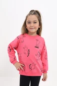 Kız Çocuk Relax Fit Bisiklet Yaka Düşük Omuz Baskılı Sweatshirt - 2 İplik thumbnail 10