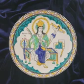 Bakire Katerina 25x25 cm El Boyama İznik Çini Tabak thumbnail 3