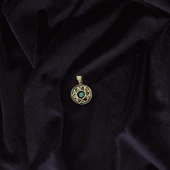 Renkli Uyum Pirinç Çini Taşlı Çelik Zincir Kolye thumbnail 4