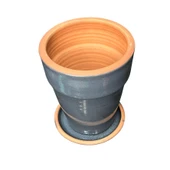 Bitki Tasarımı Jaar Gri Çift Sırlı İç ve Dış Mekan Kullanımlı Toprak Terrakota Tabaklı Saksı thumbnail 4