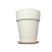 Bitki Tasarımı Jaar Beyaz Çift Sırlı İç ve Dış Mekan Kullanımlı Toprak Terrakota Tabaklı Saksı thumbnail 4