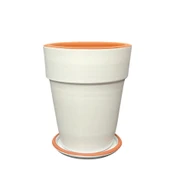 Bitki Tasarımı Jaar Beyaz Çift Sırlı İç ve Dış Mekan Kullanımlı Toprak Terrakota Tabaklı Saksı thumbnail 1