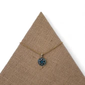 Renkli Uyum Pirinç Çini Taşlı Çelik Zincir Kolye thumbnail 1