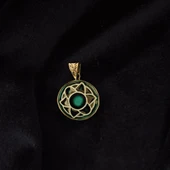 Renkli Uyum Pirinç Çini Taşlı Çelik Zincir Kolye thumbnail 2