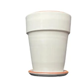 Bitki Tasarımı Jaar Beyaz Çift Sırlı İç ve Dış Mekan Kullanımlı Toprak Terrakota Tabaklı Saksı thumbnail 2