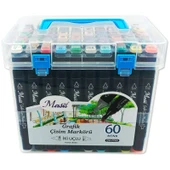 Masis Grafik Çizim Markörü Çift Uçlu 60 Renk Şeffaf PP Kutu thumbnail 1