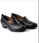 ÇİĞDEM SİYAH HAKİKİ DERİ YANLARI LASTİKLİ KADIN TOPUKLU ORTOPEDİK GÜNLÜK AYAKKABI thumbnail 1