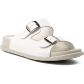 VOYAGER BEYAZ GERÇEK DERİ ORTOPEDİK ÇİFT TOKALI TERLİK (9171) thumbnail 1