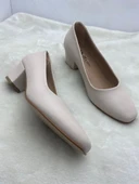 ÇİĞDEM NUDE DERİ KADIN KÜT BURUN ALÇAK TOPUKLU AYAKKABI (AS2A) thumbnail 3