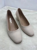 ÇİĞDEM NUDE DERİ KADIN KÜT BURUN ALÇAK TOPUKLU AYAKKABI (AS2A) thumbnail 6