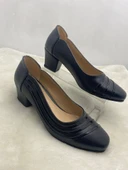 ÇİĞDEM SİYAH DERİ KÜT BURUN ALÇAK TOPUKLU AYAKKABI (AS4) thumbnail 8