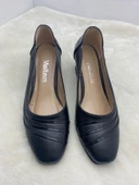 ÇİĞDEM SİYAH DERİ KÜT BURUN ALÇAK TOPUKLU AYAKKABI (AS4) thumbnail 2