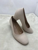 ÇİĞDEM NUDE DERİ KADIN KÜT BURUN ALÇAK TOPUKLU AYAKKABI (AS2A) thumbnail 9