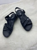 VOYAGER 7955 SİYAH HAKİKİ DERİ ORTOPEDİK İNCE ÇAPRAZ KADIN SANDALET thumbnail 8